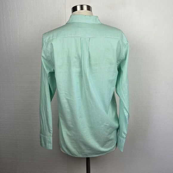 Everlane The Relaxed Fit Oxford Shirt 6 Women New Mint Green Pinstripe Button - Picture 3 of 8